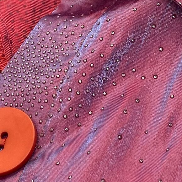 Damee Inc 3-button Blazer Jacket Short Sleeve Iridescent Purple Silver Size S - Picture 3 of 9